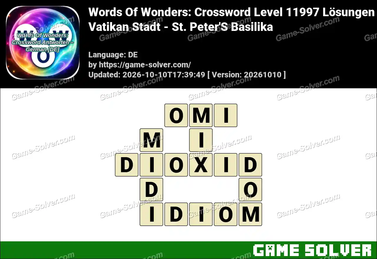 Words Of Wonders: Crossword Level 11997 Lösungen – Vatikan Stadt – St. Peter’S Basilika